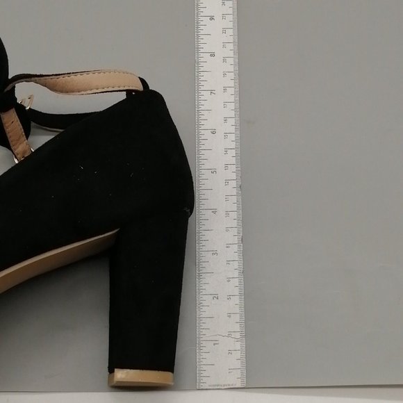 Womens Heels Black Faux Suede Mary Jane Round Toe Block Heel Bow EUR 43 NEW‎ - Picture 8 of 10